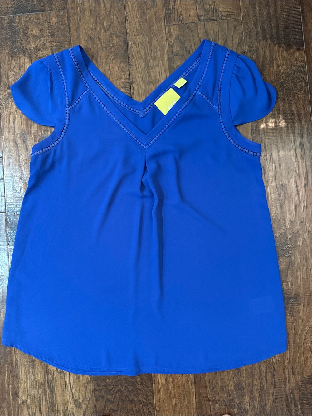 Maeve Royal Blue V-Neck Short Sleeve Blouse